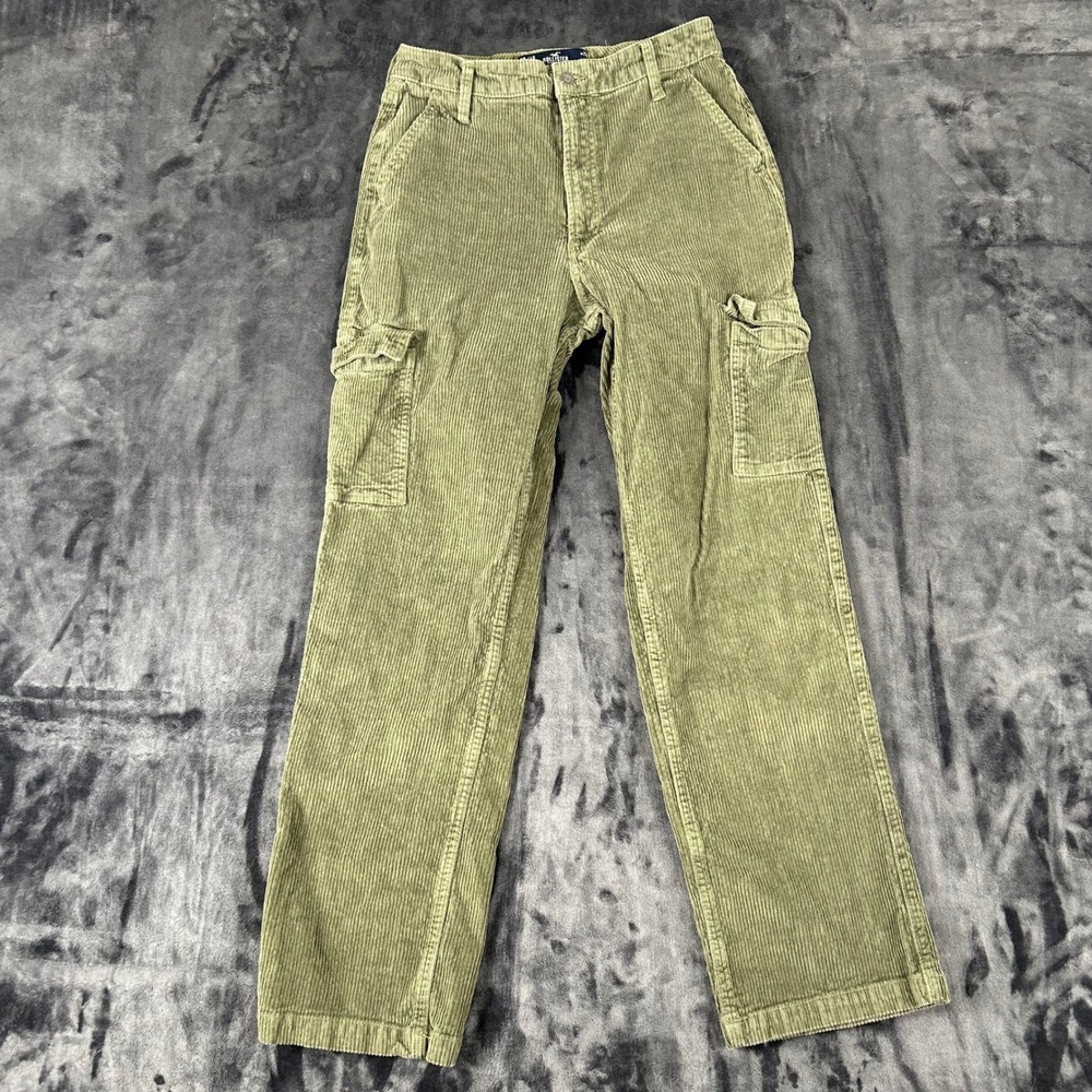 Hollister High-Rise Dad Pant‎ Womens 5R/27 Olive Green Corduroy Cargo Straight